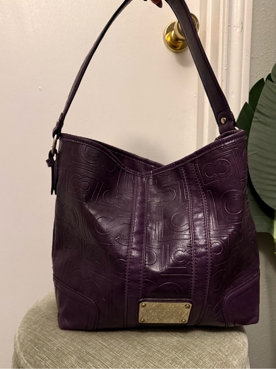 Liz Claiborne Handbags - Y2K Liz Claiborne Purple Embossed Monogram Hobo Shoulder Bag